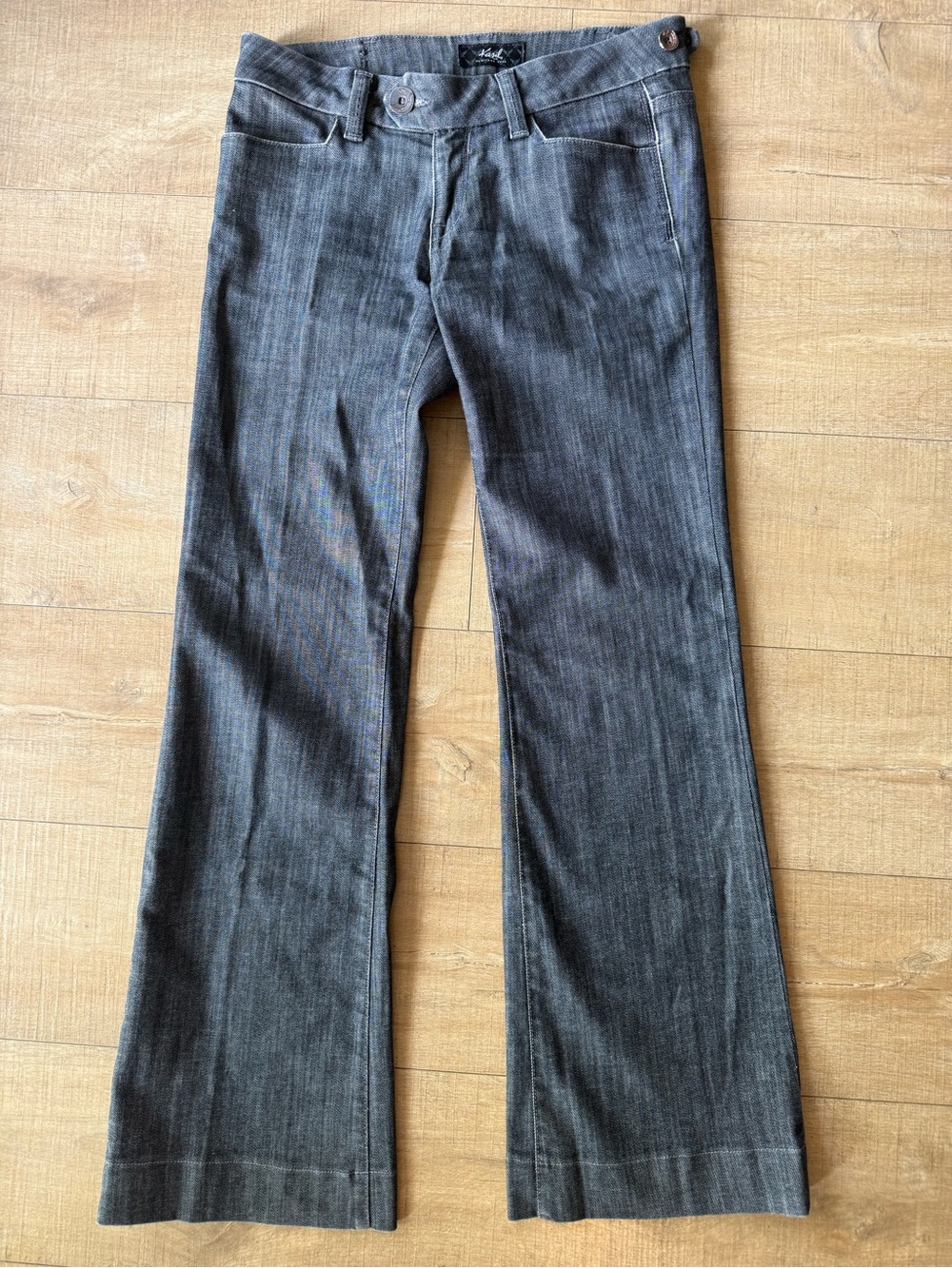 VTG Kasil Y2K Low Rise Bootcut Flare Jeans Gray Denim Trouser Hem Sz 28 USA made